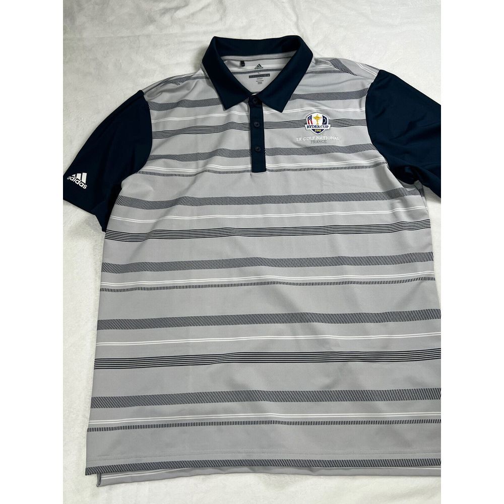 Adidas Mens Ryder Cup 2018 Le Golf National France Polo‎ Shirt Size L Navy Gray